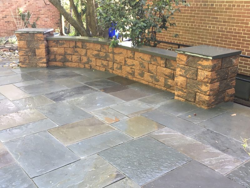 Standard paver wall with Pier and flagstone cap