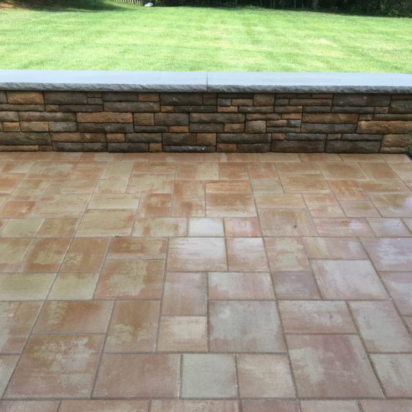 Paver patio and  seating Wall