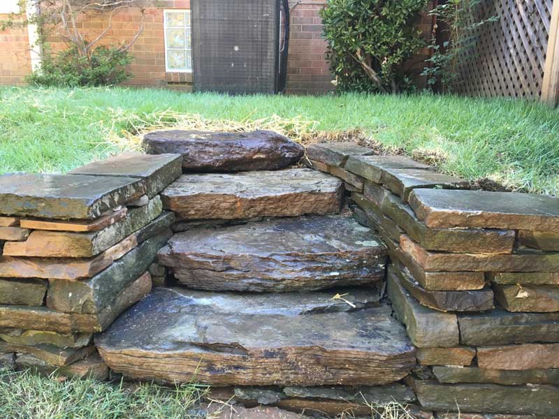 boulder steps and wall