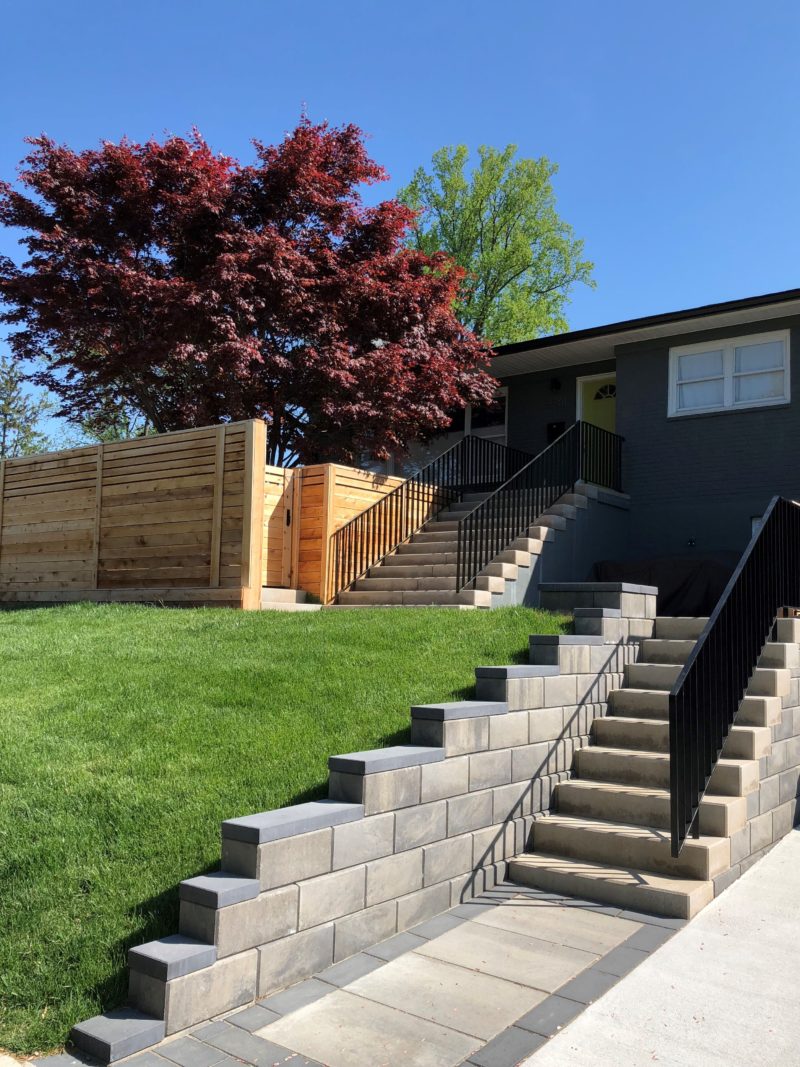 Stone steps and Paver wall